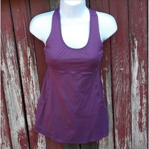 Lu Lu lemon purple tank built in bra